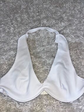 AKIRA White Plunge Halter Crop Top